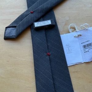 Brunello Cucinelli Necktie: Chalk-Stripe Charcoal (new)